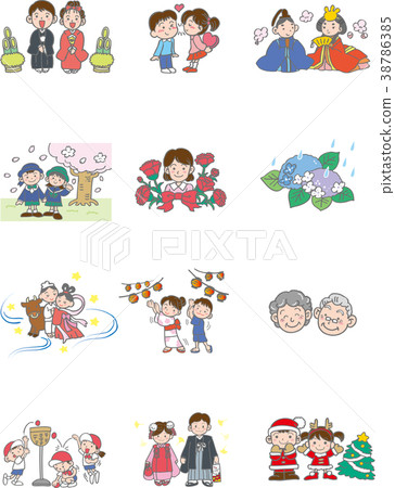 Seasonal illustration 12 months 38786385