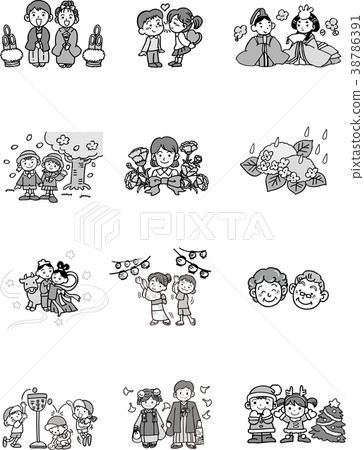 Seasonal illustration 12 months 38786391