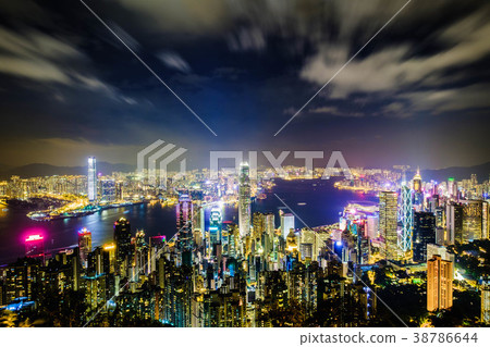 Hong Kong at night viewed from Victoria Peak  38786644