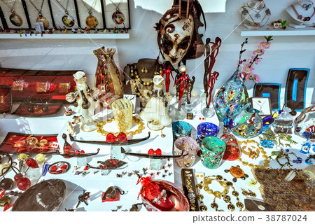 Daylight view to souvenirs for sale in local shop 38787024