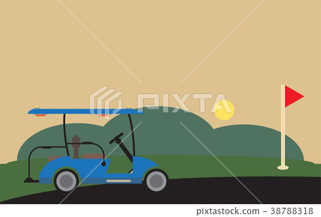 Flat Design Side  View of Golf cart Vector 38788318