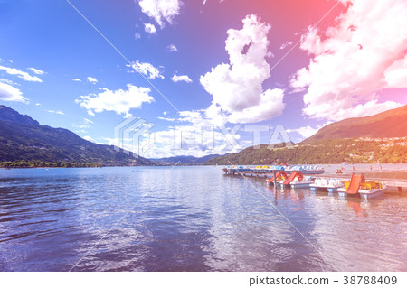Caldonazzo lake in Trento in vintage light effect Caldonazzo lake in Trento in vintage light effect 38788409