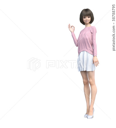 女性時尚針織毛衣女性perming3DCG插圖素材 女性時尚針織毛衣女性perming3DCG插圖素材 38788795
