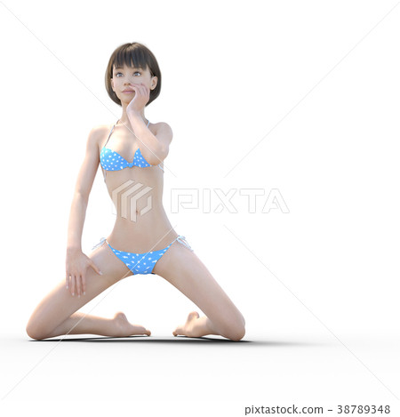 游泳衣婦女夏天圖像perming3DCG例證材料 38789348