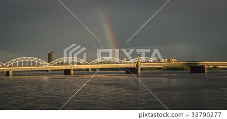 View of a Bridge in Riga city View of a Bridge in Riga city 38790277