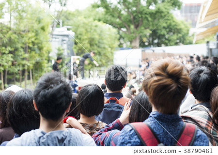 Spectators watching the penguin show 38790481