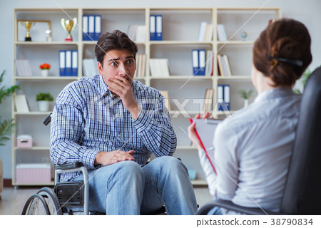 Patient visiting psychotherapist to deal with 38790834