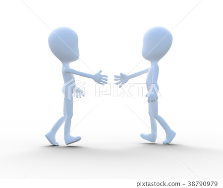 Two people perming3DCG to shake hands illustration material 38790979