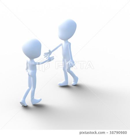 Two people perming3DCG to shake hands illustration material 38790980