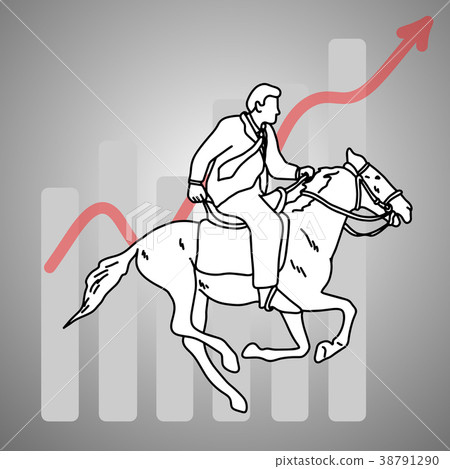 Businessman ride a horse with red arrow graph up Businessman ride a horse with red arrow graph up 38791290