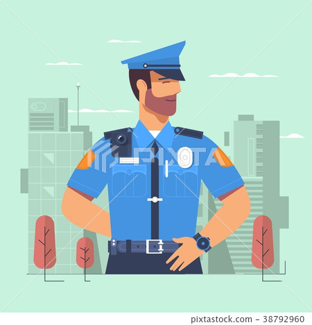 Police officer, man of police force, standing full Police officer, man of police force, standing full 38792960