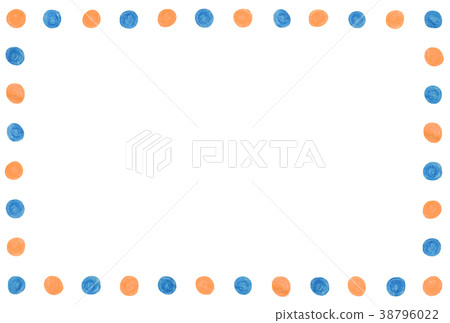 Hand drawn frame square whole orange blue 38796022