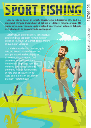 Vector fisherman sport fishing vector poster Vector fisherman sport fishing vector poster 38796403