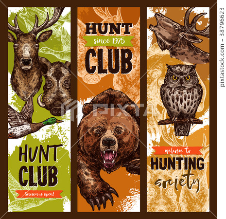 Vector hunt club open season sketch banners 38796623