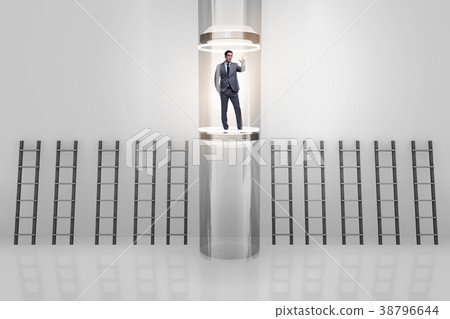 Businessmen in accelerated and fast promotion Businessmen in accelerated and fast promotion 38796644