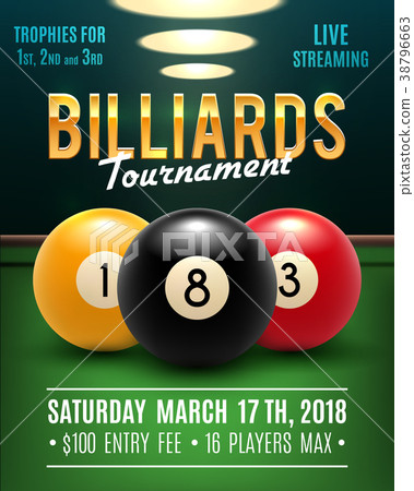 Pool billiards vector tournament poster 38796663