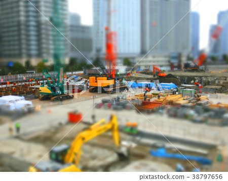 Diorama-style construction site scene 38797656