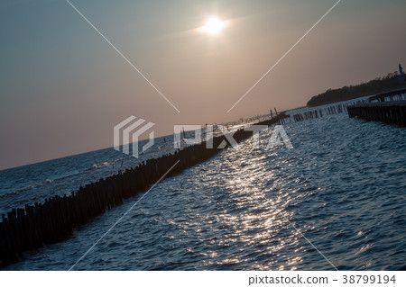 bamboo dam defend waves and  slow down waves 38799194