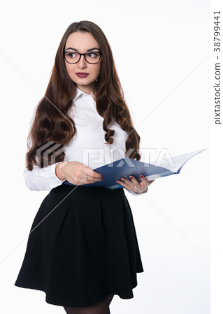 Business woman with a folder for records Business woman with a folder for records 38799441