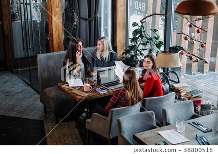Group of people working on business project at Group of people working on business project at 38800518