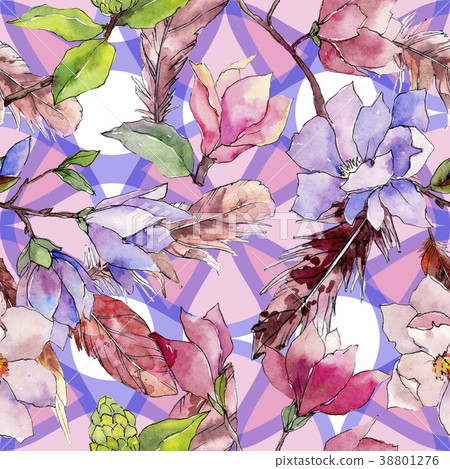 Wildflower magnolia flower pattern in a watercolor Wildflower magnolia flower pattern in a watercolor 38801276