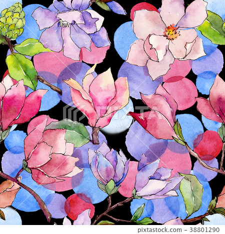 Wildflower magnolia flower pattern in a watercolor 38801290