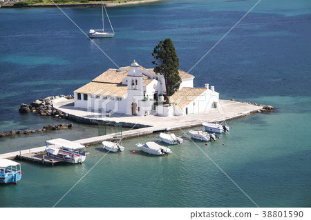 Monastery of Vlaherna on the mouse island. Corfu Monastery of Vlaherna on the mouse island. Corfu 38801590