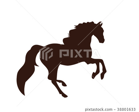 Black silhouette of horse. White background. Icon. Black silhouette of horse. White background. Icon. 38801633