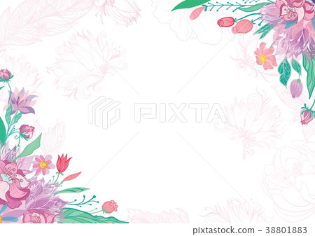 Card with Spring Floral Corners Card with Spring Floral Corners 38801883