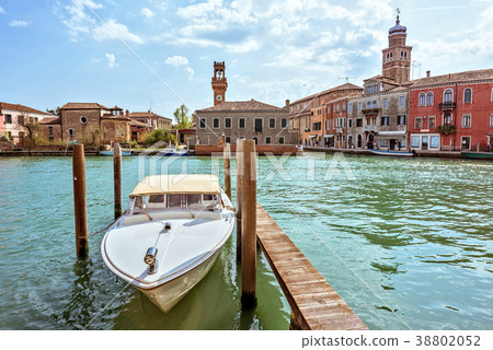 Daylight view to parked yacht on Murano Island 38802052