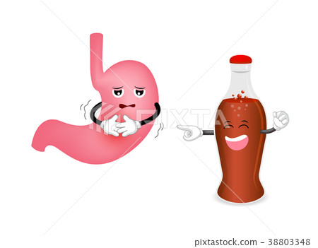 Stomach character and aerated soft drink.  38803348