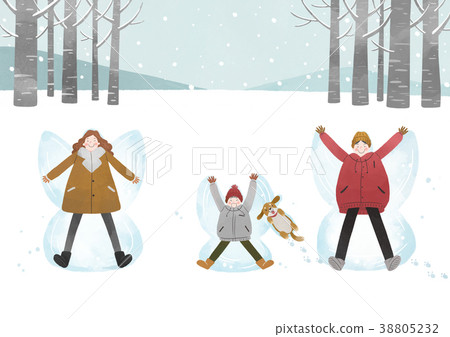 Illustration - Enjoy winter season. Have fun enjoy winter activities with family or friends. 012 38805232
