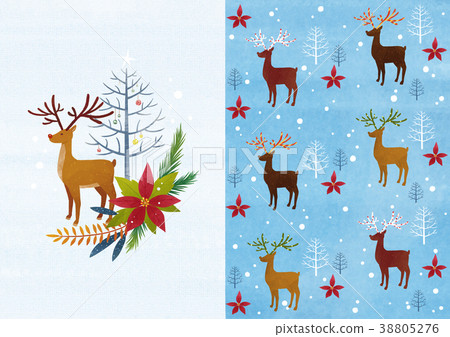 Vector pattern design related of winter season - a lucky bag, magpie, Christmas object and so on. 006 38805276