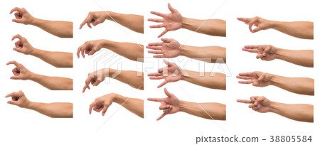 Various gesture of Men hand over white background, include clipping path Various gesture of Men hand over white background, include clipping path 38805584