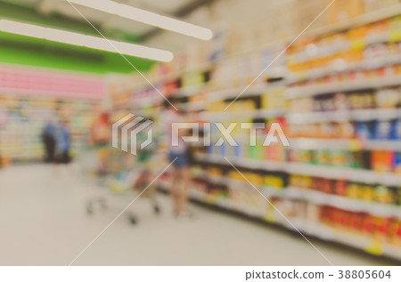Abstract blurred photo of store with trolley in department store bokeh background 38805604