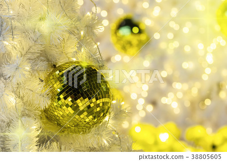 New Year's Eve Christmas tree with ball bauble wintertime decoration, xmas celebration concept 38805605