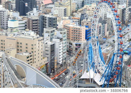 都市風景東京圓頂城市摩天輪和過山車 都市風景東京圓頂城市摩天輪和過山車 38806766