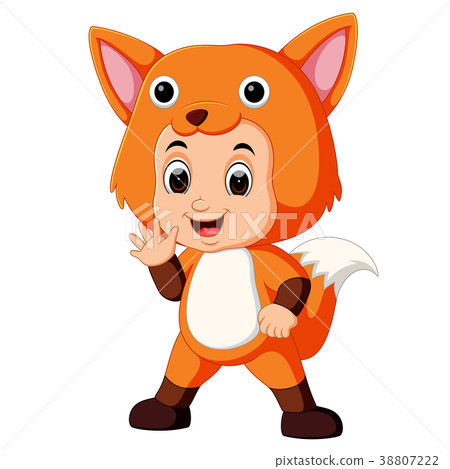Cute kids cartoon wearing fox costume Cute kids cartoon wearing fox costume 38807222