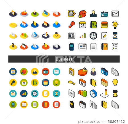 Set of icons in different style - isometric flat - Stock Illustration ...