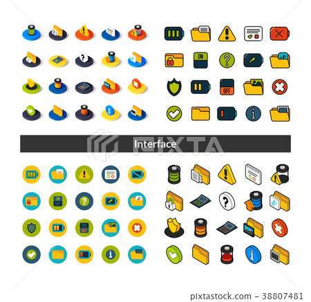 Set of icons in different style - isometric flat 38807481