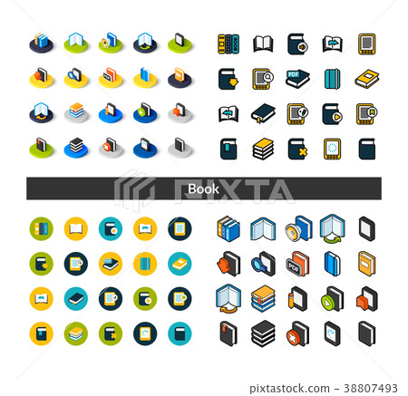 Set of icons in different style - isometric flat - Stock Illustration ...
