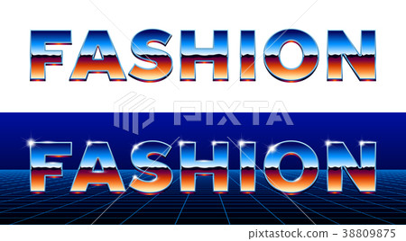 80s styled chrome fashion lettering with metallic 38809875