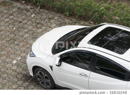 car from above in the parking area of a top view car from above in the parking area of a top view 38810248