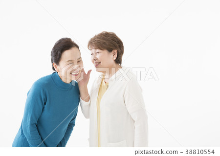 秘密地談話的兩名資深婦女 秘密地談話的兩名資深婦女 38810554