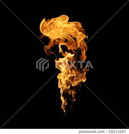 Fire flames collection isolated on black  38811087