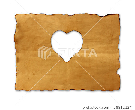 old paper sheet with heart symbol for background old paper sheet with heart symbol for background 38811124