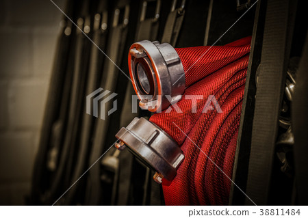 HDR - Professional fire hose from the fire brigade 38811484