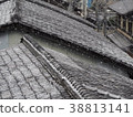 Snow is piled on the roof slightly 38813141