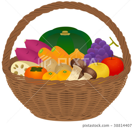 Assorted basket (autumn vegetables and fruits) 38814407