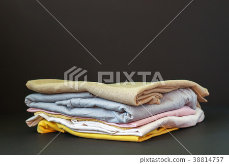 Stack of clean bedding sheets. Stack of clean bedding sheets. 38814757
